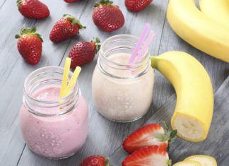Batido saludable de fresas y plátano